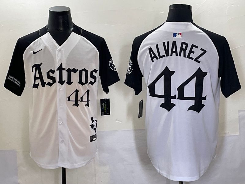 Men 2025 Houston Astros 44 Alvarez White Black Five generations Joint Name Nike MLB Jersey style 7